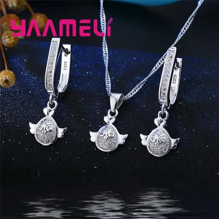 Ensemble de bijoux en argent regardé 925 véritable pour filles
