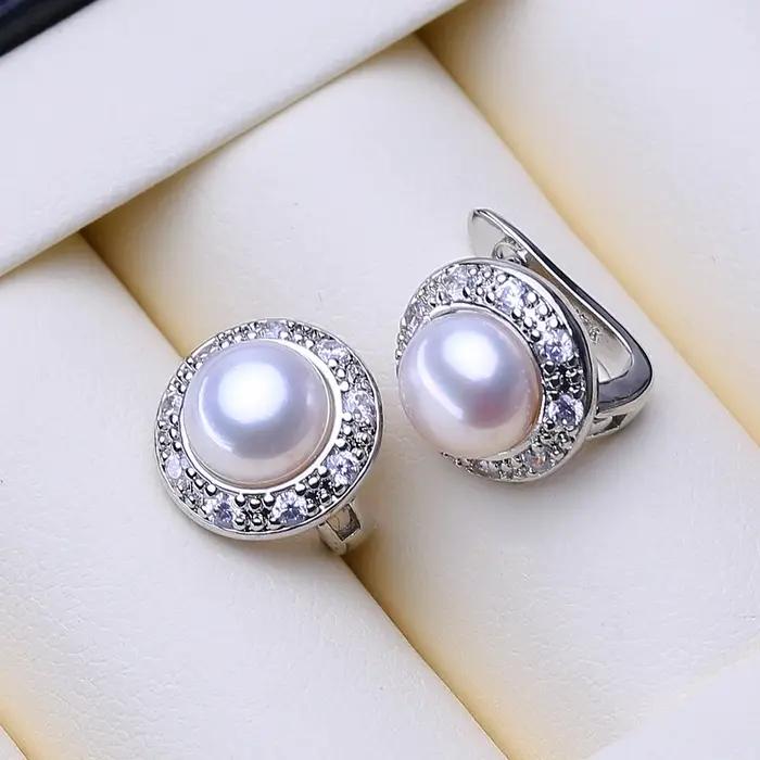 Boucles d'oreilles en perles d'eau douce naturelles pour femmes