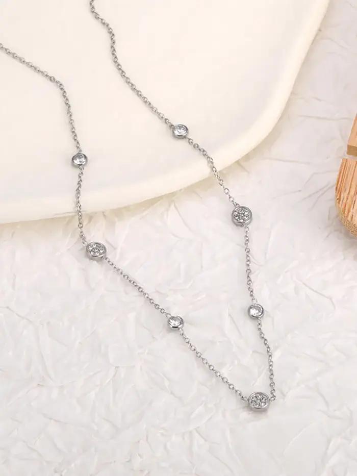 AENINE – collier avec pendentif en cristal de zircone cubique pour femmes