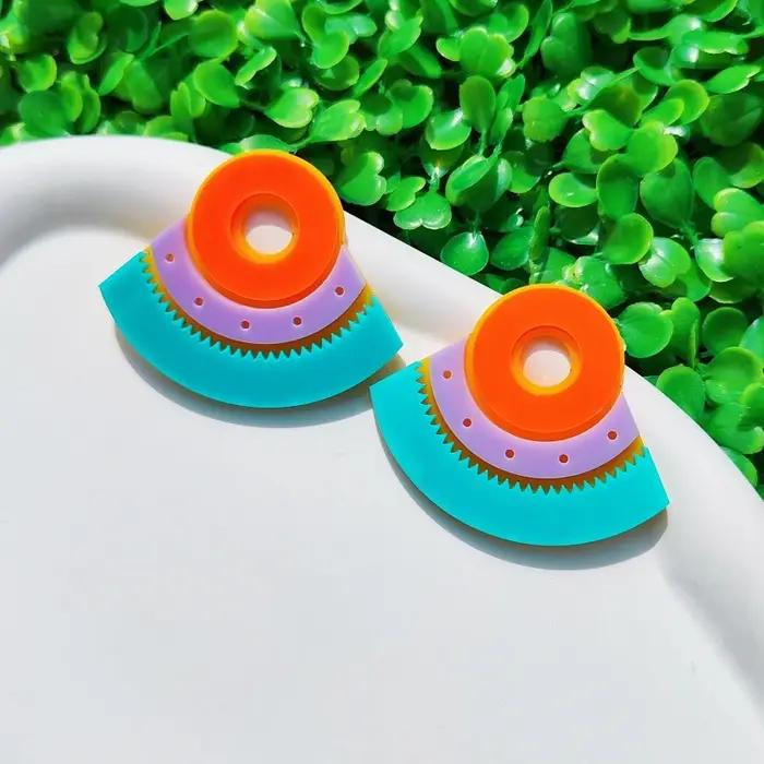 KUGUYS Flabellate tendance grande boucle d'oreille pour les femmes futur Style bohème Boho bijoux accessoires