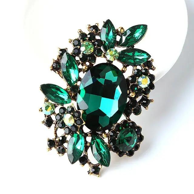 Broches de fleur en cristal classique pour femmes, bijoux de luxe, accessoires de mode, décoration de vêtements, bijoux élégants pour occasions spéciales