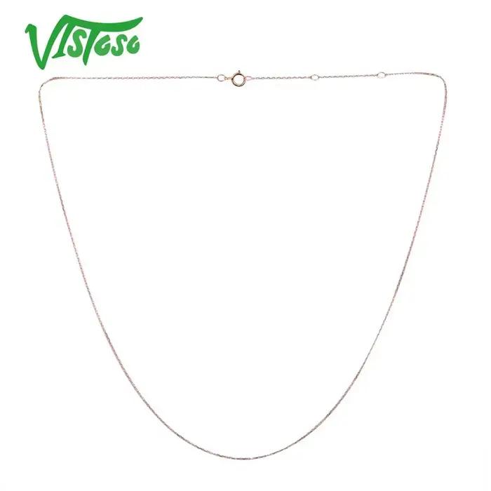 VISTOSO – Collier en Véritable Or Rose/Jaune/Blanc de 14 Carats 585 Chaîne Fine de 42 cm