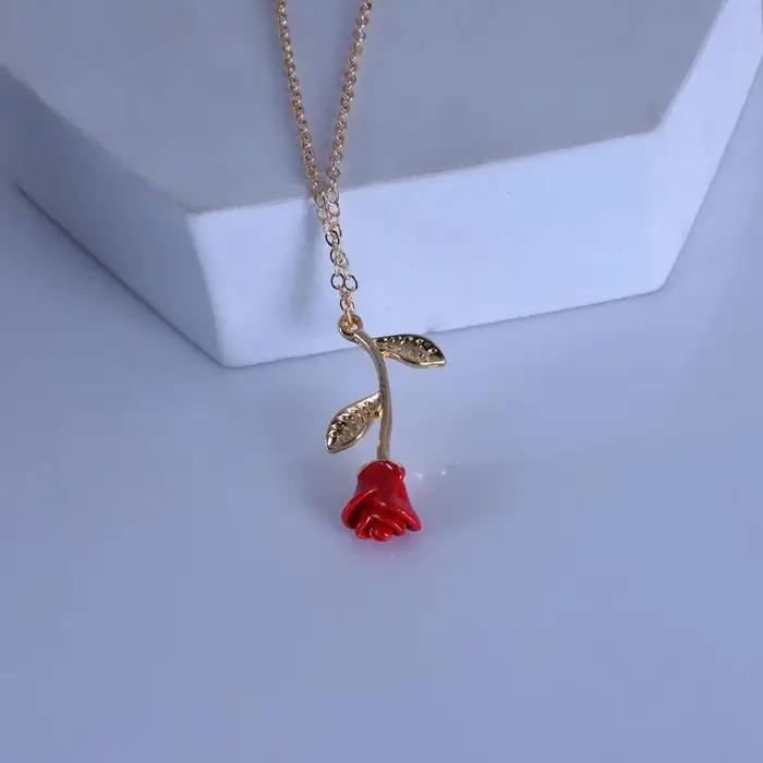 Collier de bijoux de mode en argent couleur or Rose