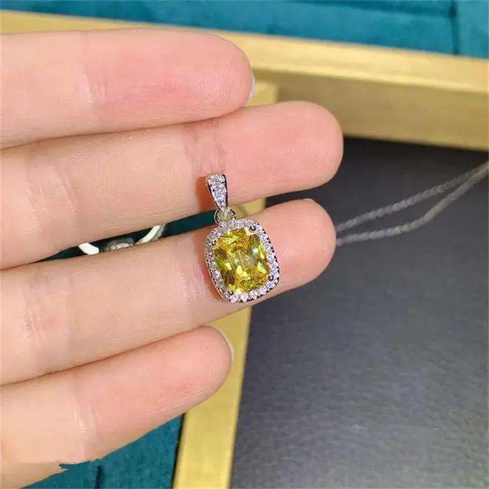 CC – ensemble de boucles d'oreilles et de pendentifs de luxe pour femmes, couleur jaune, Zircon cubi