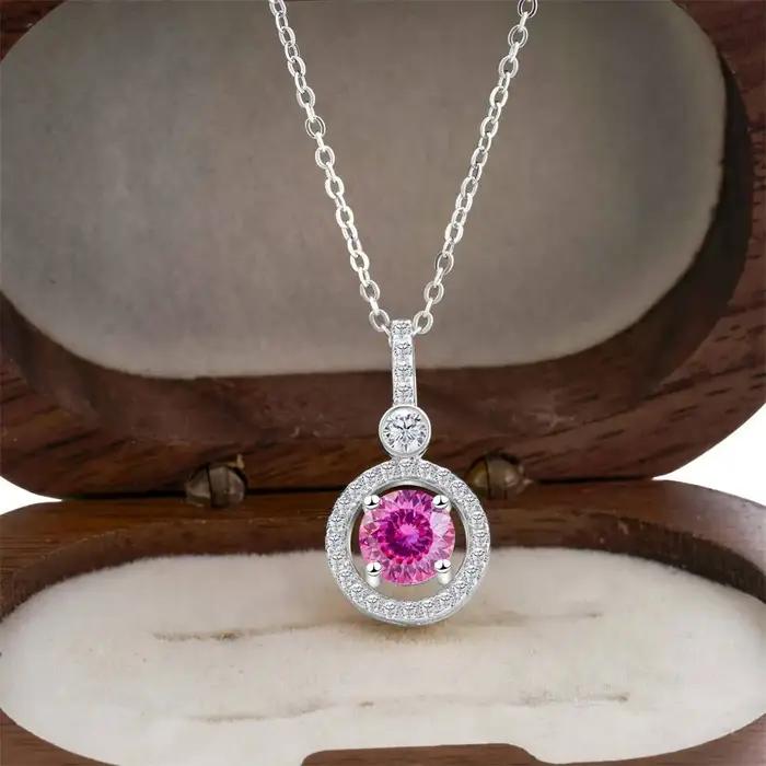 Collier en Moissanite 1 Carat Pendentif en Argent Sterling 925 Bijoux Élégants Occasions Spéciales Pour Femmes