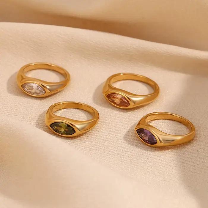 E.B.belle – bague scellée en Zircon œil de cheval