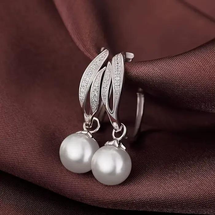 Boucles d'oreilles suspendues en perles en argent Sterling 925, pour mariage, boucles d'oreilles est