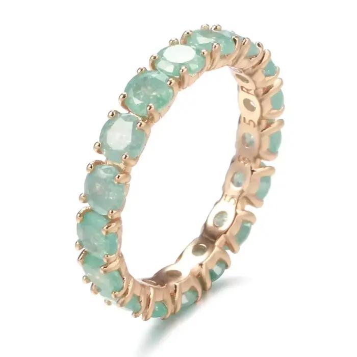 Wbmqda-Bague en pierre narmulticolore pour femme, bijoux en or rose, rose, bleu, vert, naturel, Zcomprend on Setting, fraîchement Fashion, document, 585