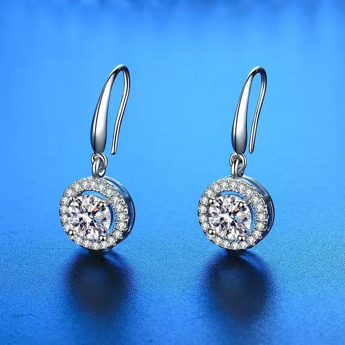 Nouvelle mode Fine 925 en argent Sterling Zircon rond et carré boucles d'oreilles femmes bijoux cade
