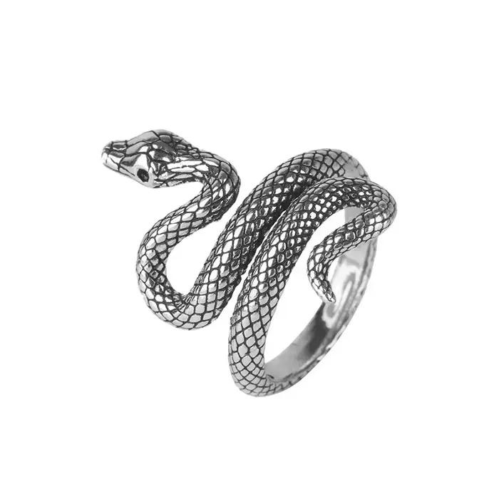 Bague Serpent Rétro Punk en Argent Sterling 925 pour Hommes et Femmes, Bijou Ajustable et Personnalisé