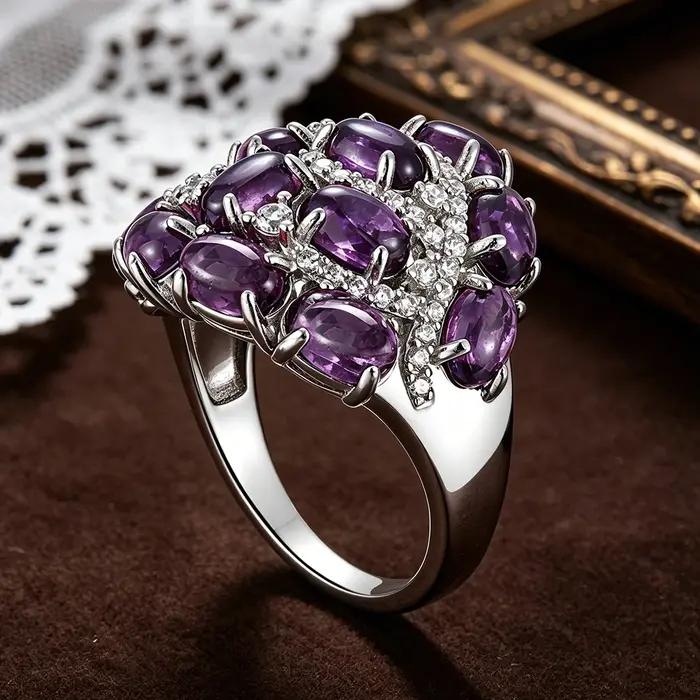 Bague en améthyste naturelle pour femme