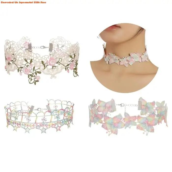 Collier en dentelle orné de fleurs délicates bijou unique à la mode pour femmes occasions spéciales