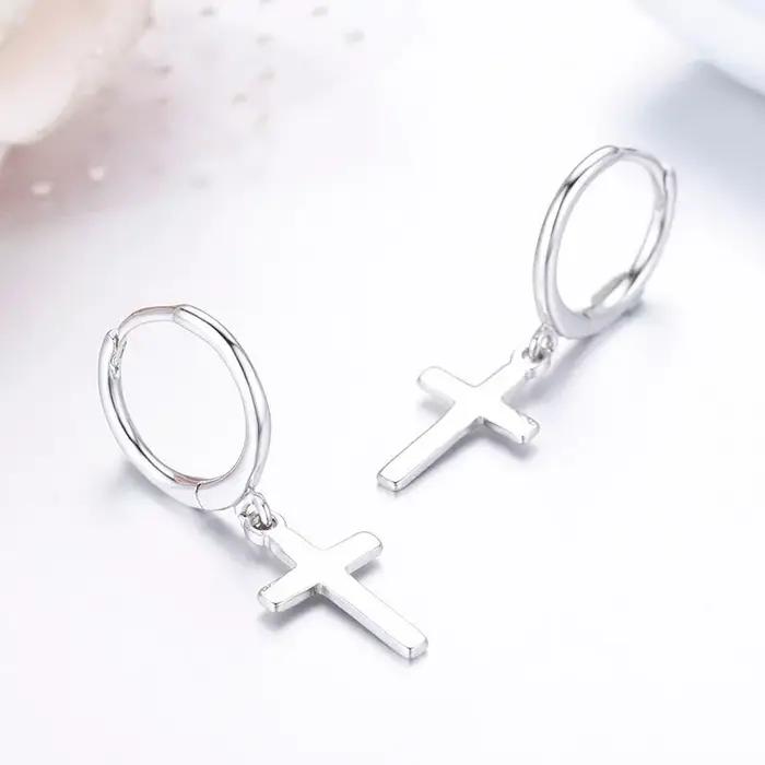 Boucles d'oreilles en argent Sterling 925 pour femmes et filles, bijoux à breloques croisées