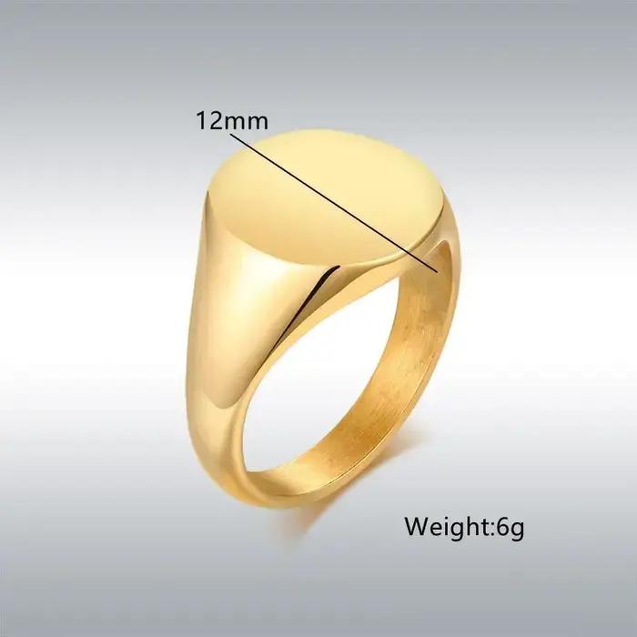 Bague Signet Robuste Bijou Rustique Élégant Pour Hommes Femmes Occasions Spéciales Polyvalence Durabilité Acier Inoxydable Doré