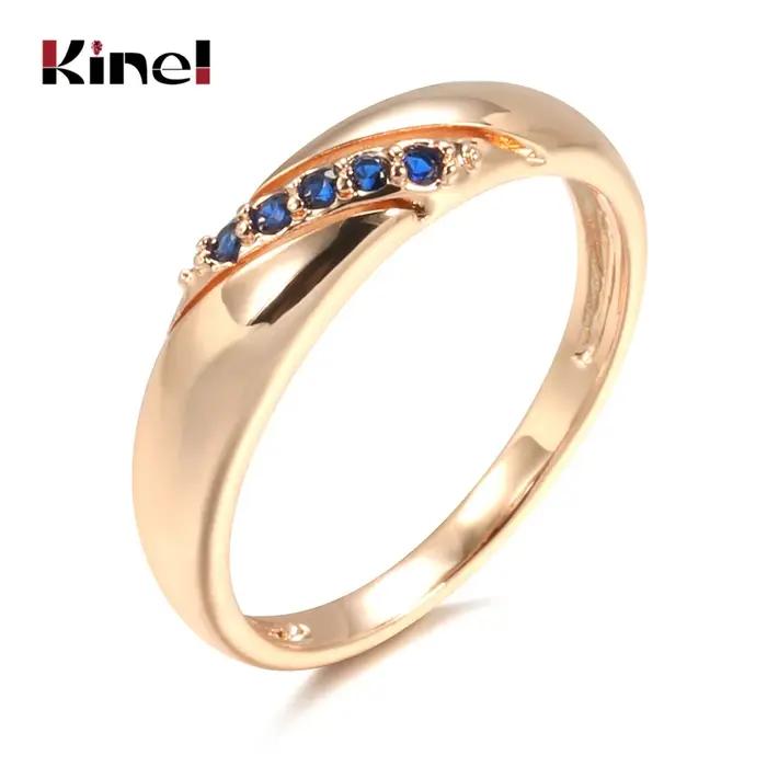 Kinel – bague de luxe Vintage en Zircon naturel bleu pour femmes