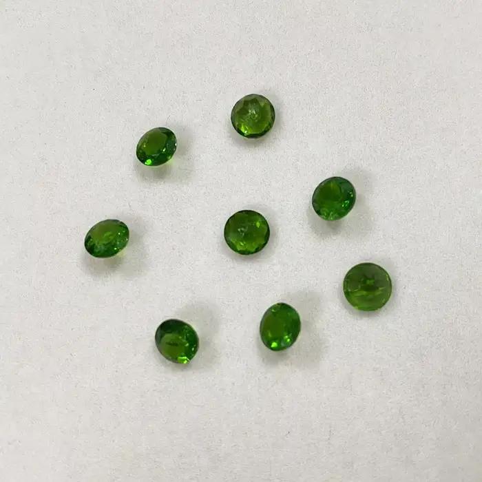 Diopside naturel, pierre brute ronde taillée de 5 mm, vert émeraude, pour bagues, boucles d'oreilles, colliers, accessoires de bijoux DIY