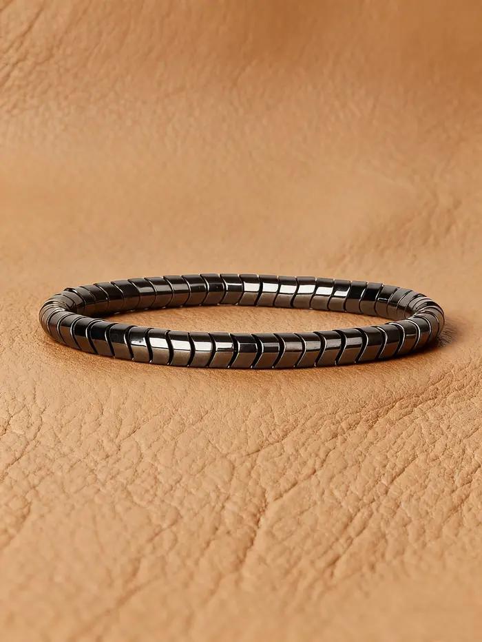 Bracelet en hématite, perles torsadées
