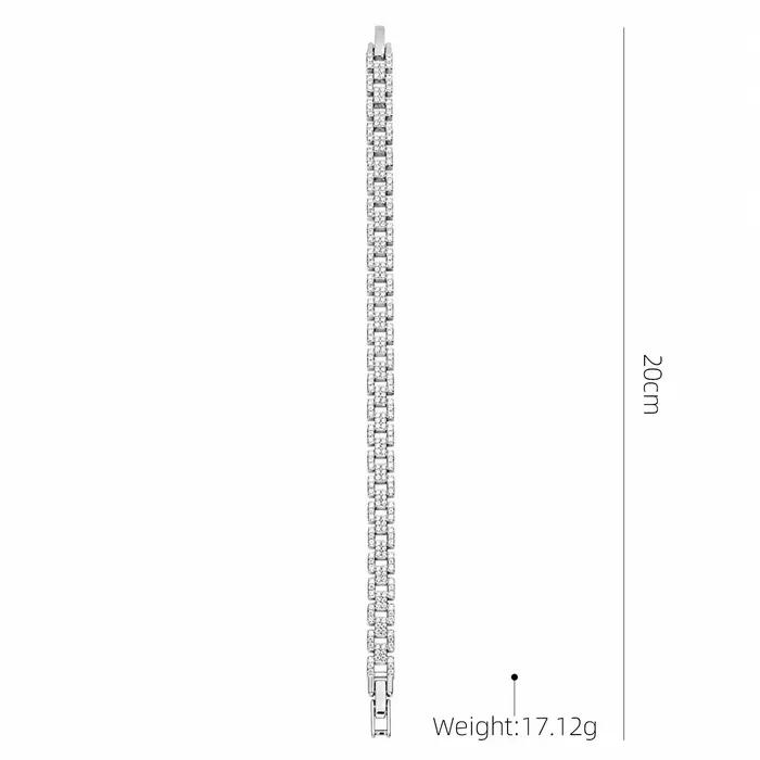 Bracelet de tennis de luxe pour femme en acier inoxydable argenté avec cristaux