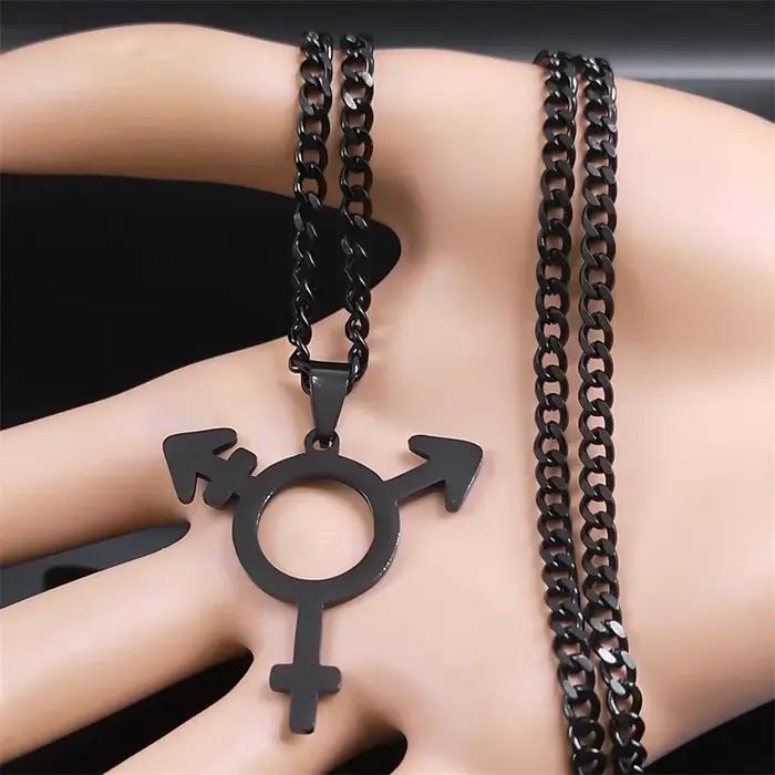 Collier pendentif triangle en acier inoxydable pour hommes et femmes