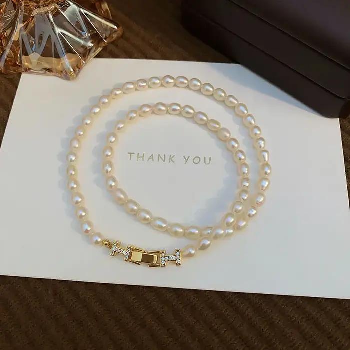 Collier en perles d'eau douce 100% naturelles de haute qualité