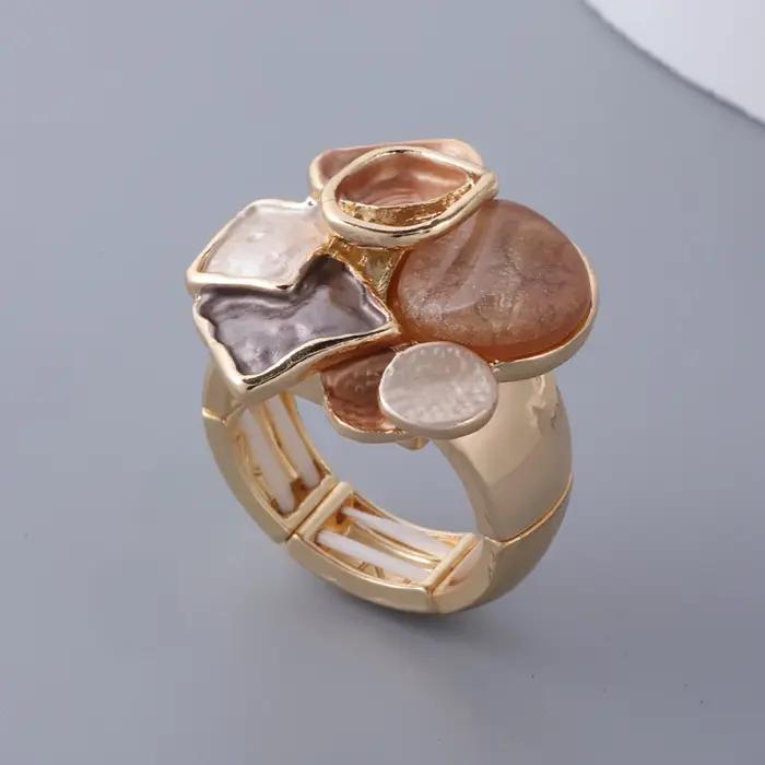 Bague en émail coloré réglable pour femmes, bijoux en résine géométrique à la mode, cadeau de fête d