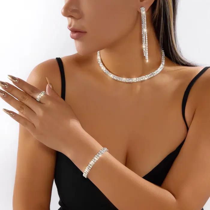 Ensemble de bijoux de luxe en cristal vert pour femmes