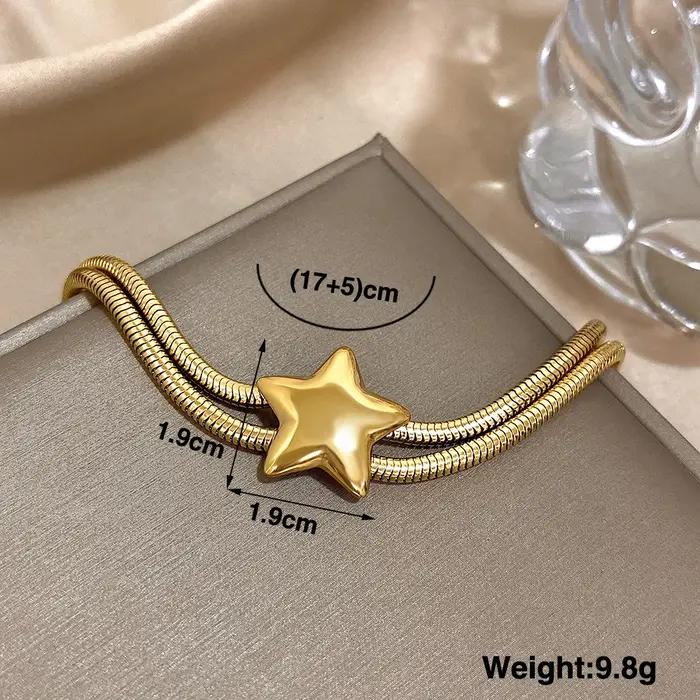 Bracelet élastique Vintage double couche en acier inoxydable