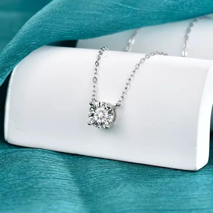 Collier pendentif en argent sterling 925 classique et brillant pour femme