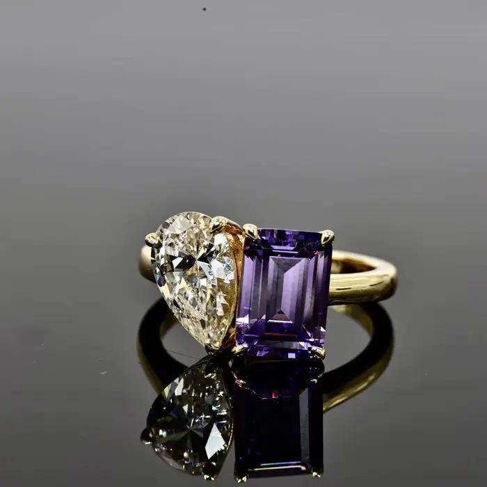 WUIHA 925 argent Sterling aigue-marine émeraude Citrine améthyste diamants à haute teneur en carbone pierres précieuses bague de fiançailles de mariage bijoux fins