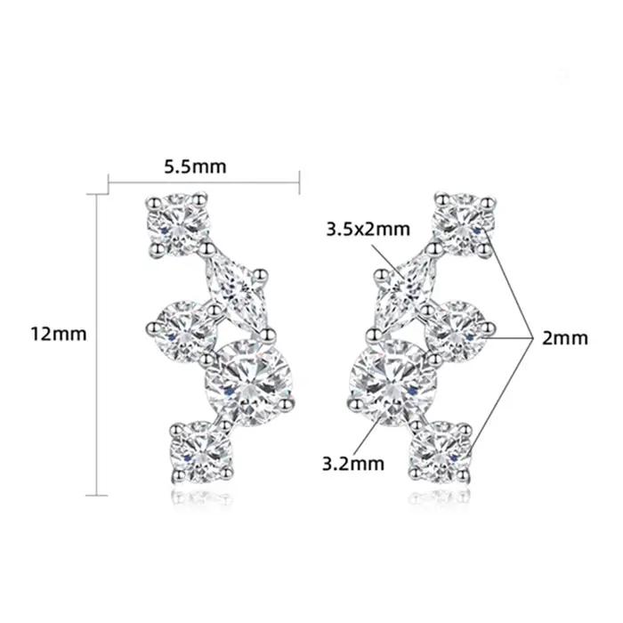 Vinregem – boucles d'oreilles scintillantes en diamant à haute teneur en carbone pour femmes