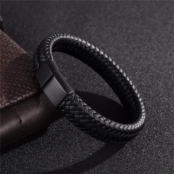 1 Pack Bracelet en cuir tressé tendance et à la mode pour hommes et femmes