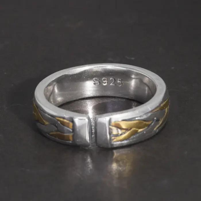 Bague tressée à double fils en argent regardé 925 véritable pour hommes et femmes