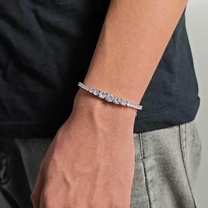 ESKEEM nouveau Style glacé bijoux Bling diamant chaîne de Tennis or argent rond cubique zircone