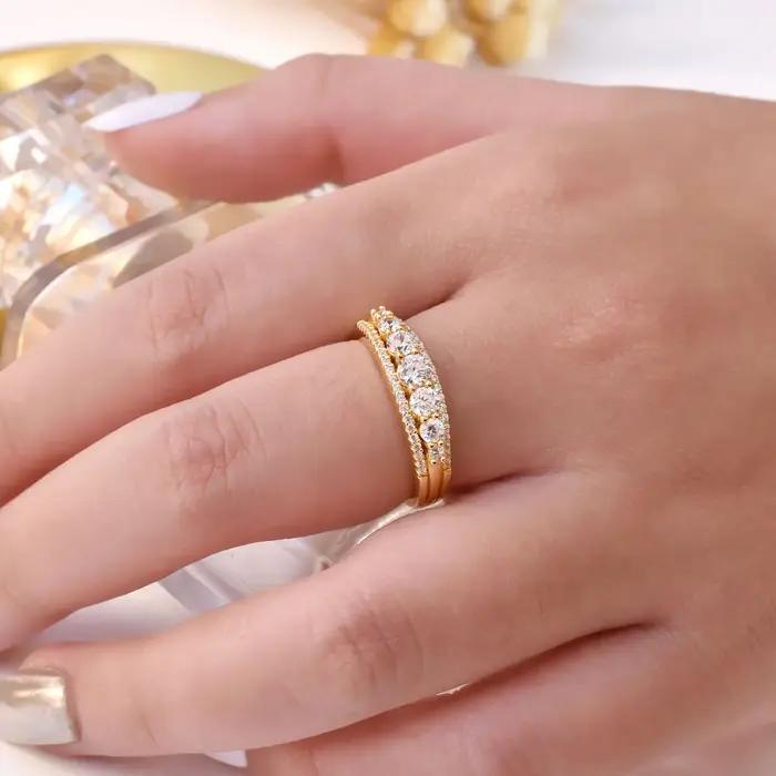 Newshe-Bague de fiançailles en argent regardé 925 pour femme