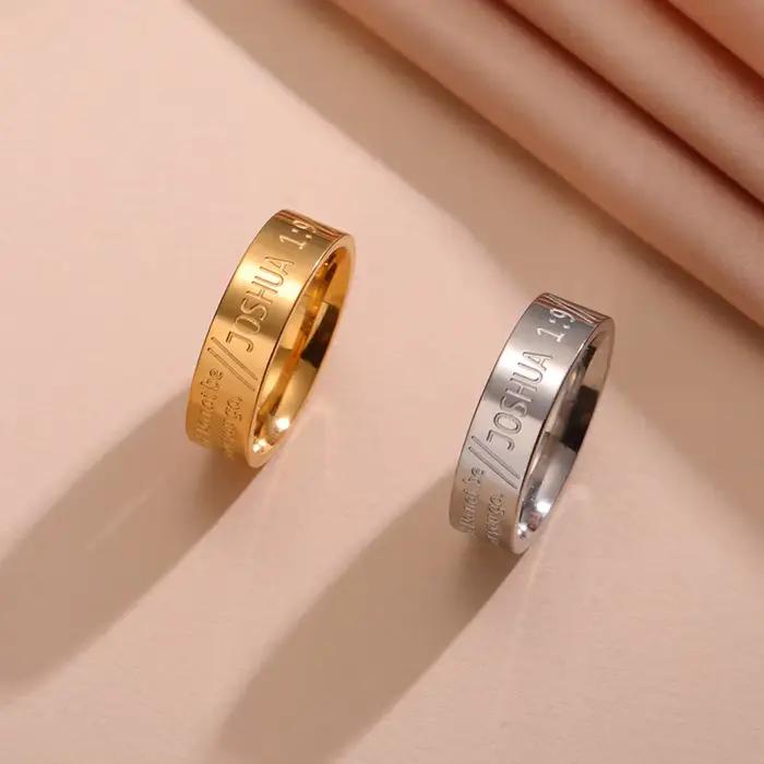 EUEAVAN – bague avec verset biblique pour femmes et hommes, soyez fort et courageux, bagues chrétiennes, amulette, bijoux, cadeau