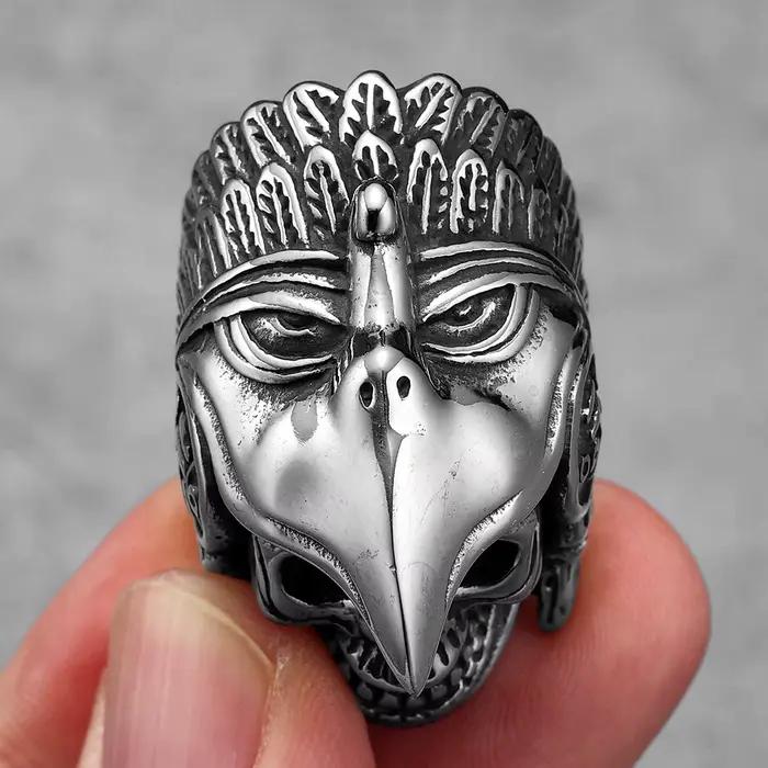 Bagues en acier inoxydable Scout Skull Indian Eagle bijoux punk rétro pour hommes et femmes occasions spéciales alliances de mariage style unique