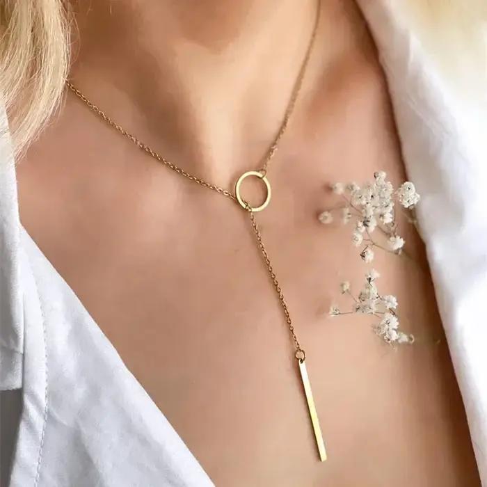 Collier empilable à trois couches en argent Sterling 925 pour femmes, pendentif à bande Simple, étan