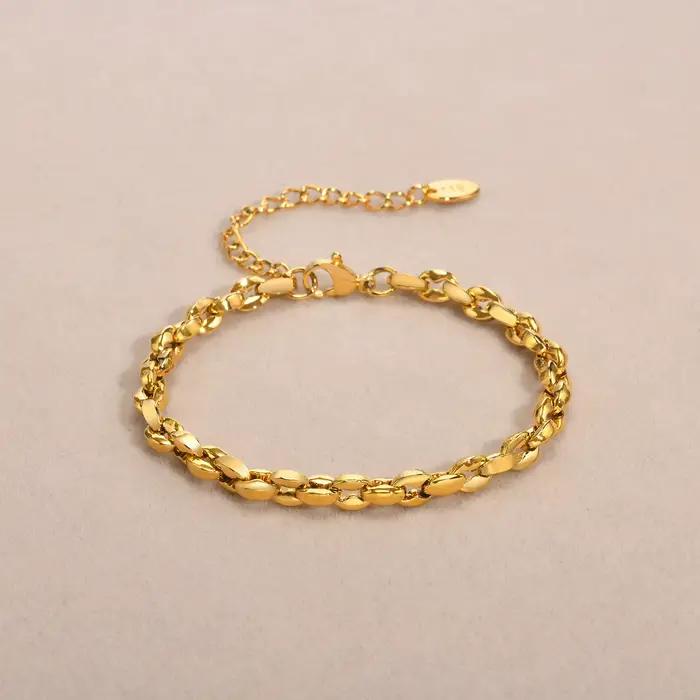 Bracelet en acier inoxydable doré fait à la main pour femmes, cadeau parfait pour occasions quotidiennes et spéciales