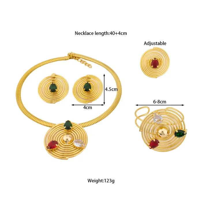 Nouvel ensemble de bijoux couleur or style 2026 : boucles d'oreilles cercle