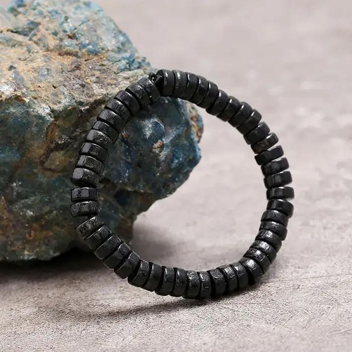 Bracelets élastiques en perles de bois pour hommes et femmes