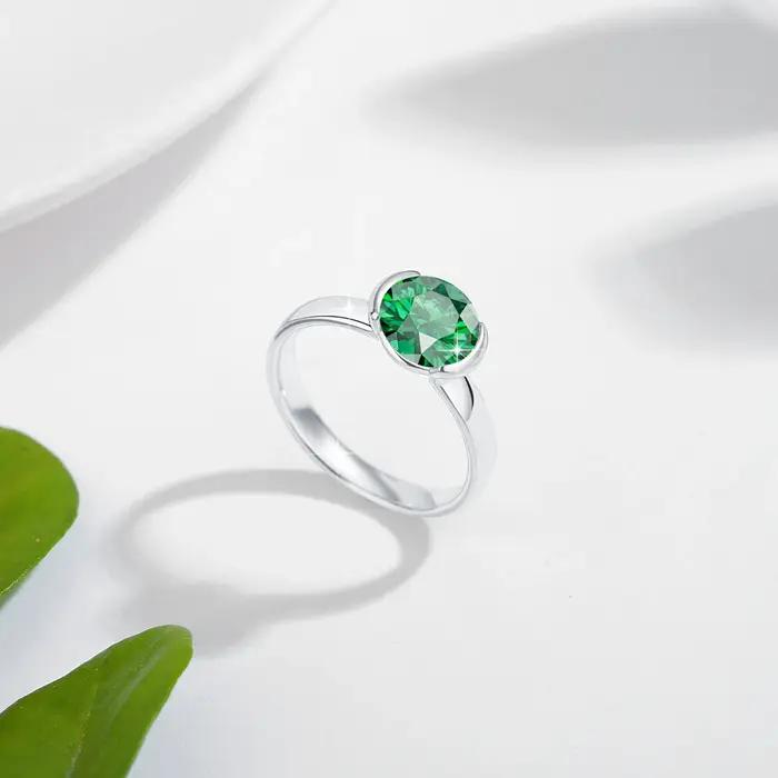 Bague émeraude cultivée en laboratoire de 8mm