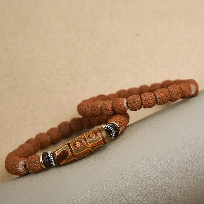 Bracelet Rudraksha Bodhi en bois naturel pour hommes et femmes, bracelet de méditation traditionnel, bijou spirituel pour occasions spéciales