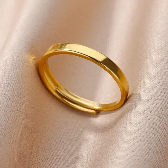Bagues en acier inoxydable étanches pour femmes, coeur esthétique, document doré, bague de mariage v