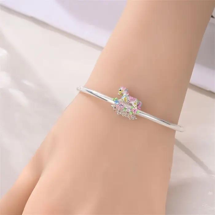 Breloques originales en argent sterling 925 avec arc-en-ciel et cheval de Troie pour femmes occasions spéciales anniversaires mariages fiançailles