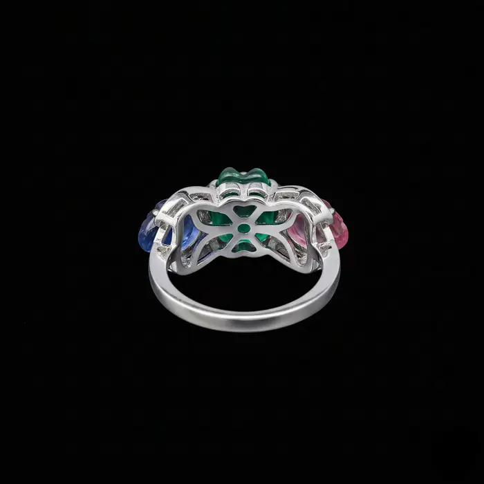 Bague Vintage Tutti Frutti Sculptée, Design Floral de Luxe, en Argent Sterling 925, Bijou Fin pour Femme, Cadeau Idéal pour Fête et Festival