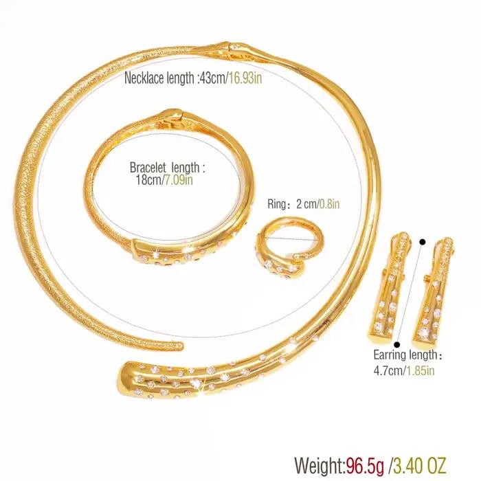 GZJPEI 2025 nouveau brillant Zircon ensemble de bijoux dubaï 18K plaqué or manchette ouverte Bracelet de luxe cubique
