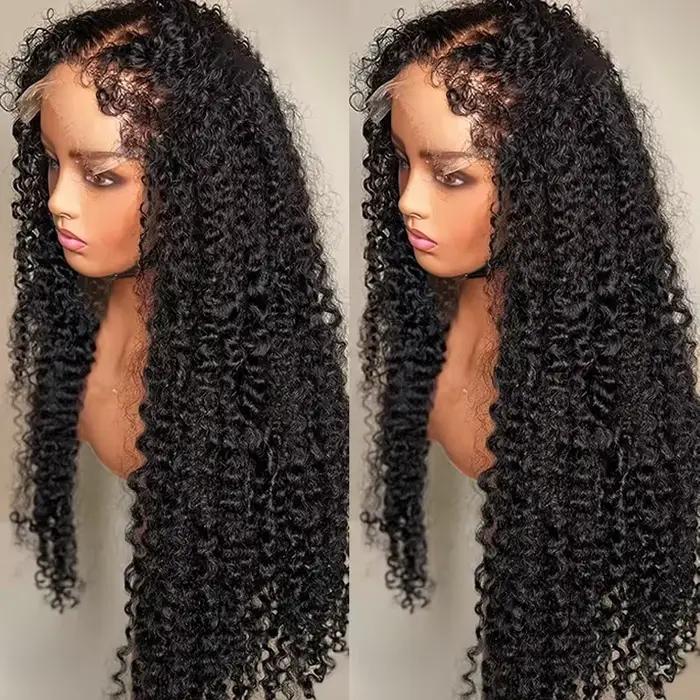 Perruques Lace Frontal en Cheveux Humains Bouclés Afro Kinky Curly 4C avec Bords Bouclés et Baby Hair, Perruque Lace Frontale HD 13x6