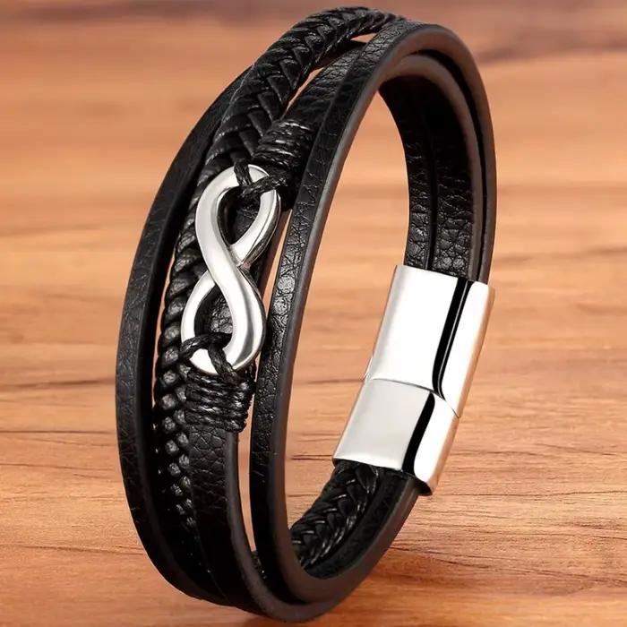 Bracelets infini à 8 caractères en acier inoxydable
