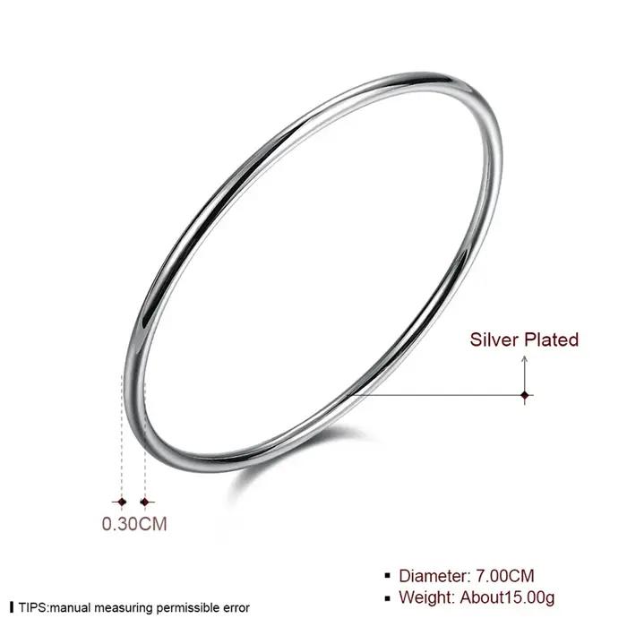 DOTEFFIL 925 Bracelet en argent massif personnalité de la mode Simple bracelets lisses pour les femmes bijoux de fiançailles de mariage