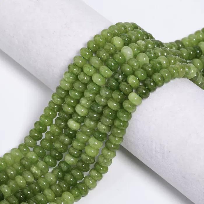 Perles d'olivine naturelles en forme de rondelle abaque 5x8mm, plates et rondes, pour la fabrication de bijoux, breloques DIY, bracelets, perles en vrac